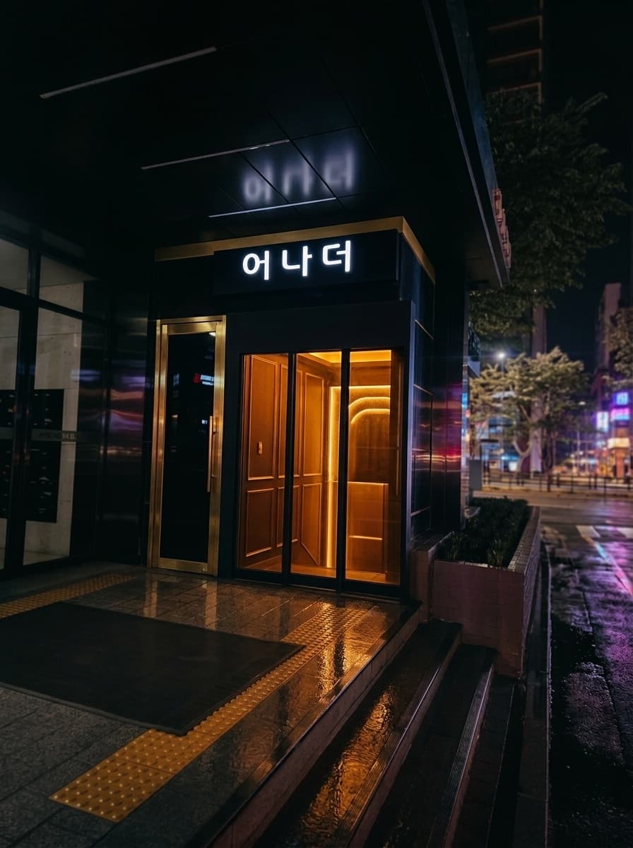 강남 어나더 입구 — 강남 역삼동 프리미엄 쩜오 야경